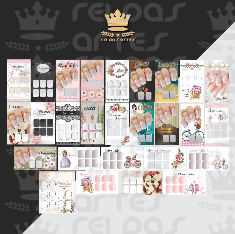 Kit de Artes para Cartões de Unhas - 27 ARTES - PDF COD:AZ12