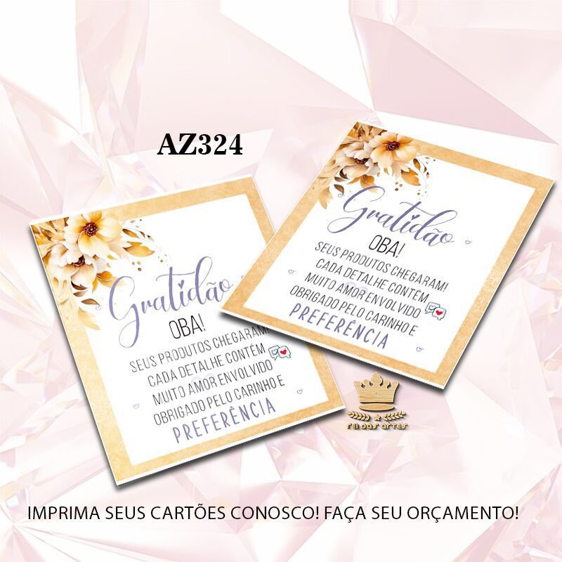 Arte em PDF - Agradecimento 4,5x5cm - Arquivo para Gráfica e Casa - AZ324