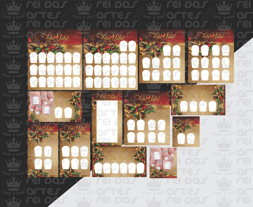 NATAL - Kit de Artes para Cartões de Unhas - 13 ARTES - PDF COD:NT01 - BRANCO