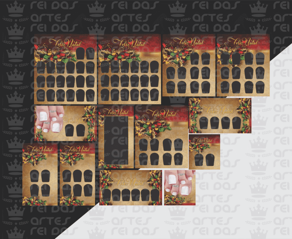 NATAL – Kit de Artes para Cartões de Unhas – 13 ARTES – PDF COD:NT01 – PRETO