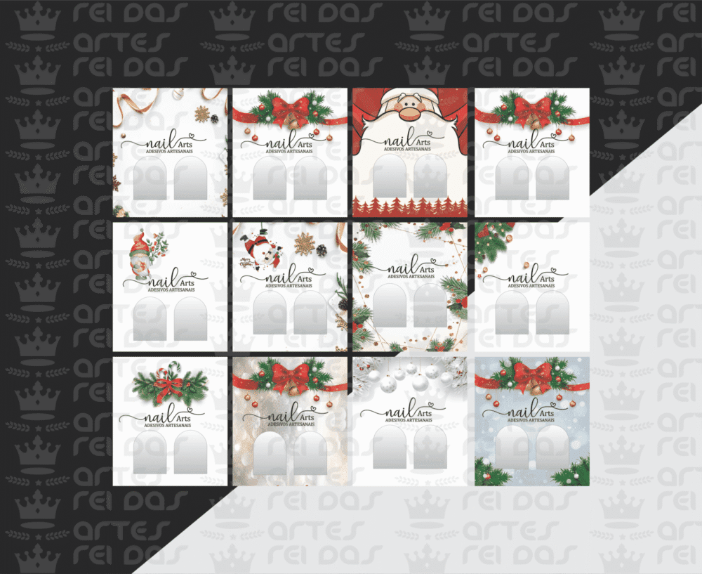 NATAL - Kit de Artes para Cartões de Unhas - 12 ARTES - PDF COD:NT06
