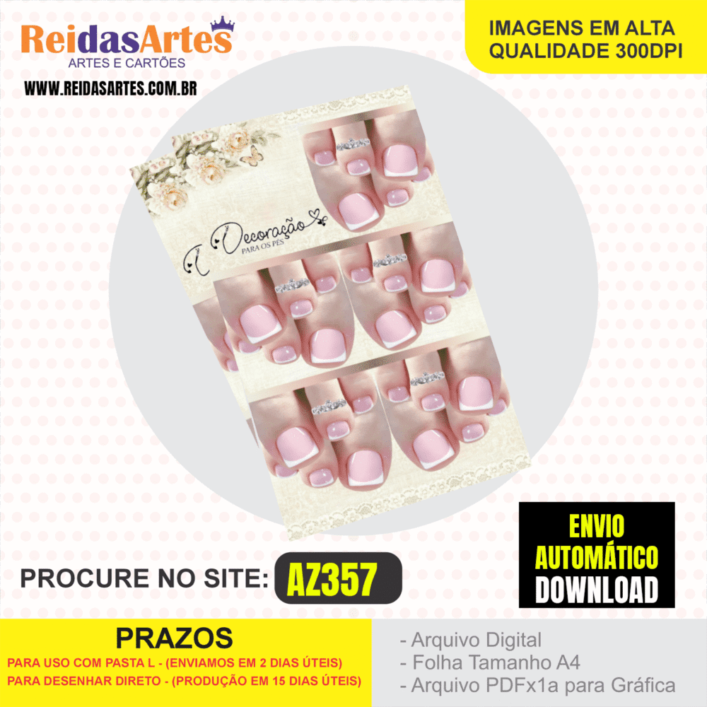 1 Arte Cartelão 5 Pares pé 9x15cm - AZ357