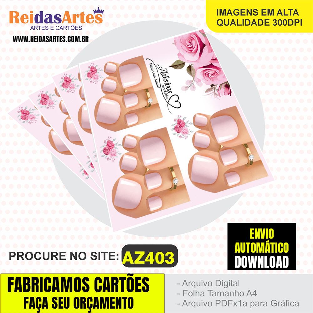 Arte em PDF – Mini 3 Pares Pé 9x10cm AZ403 1