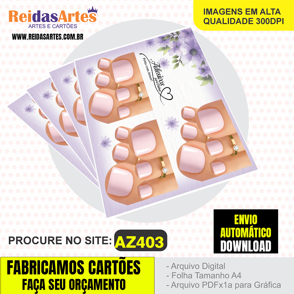 Arte em PDF – Mini 3 Pares Pé 9x10cm AZ403 2