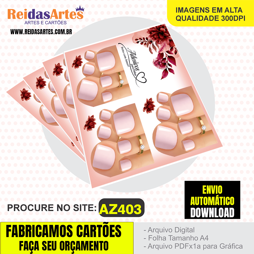 Arte em PDF – Mini 3 Pares Pé 9x10cm AZ403 3