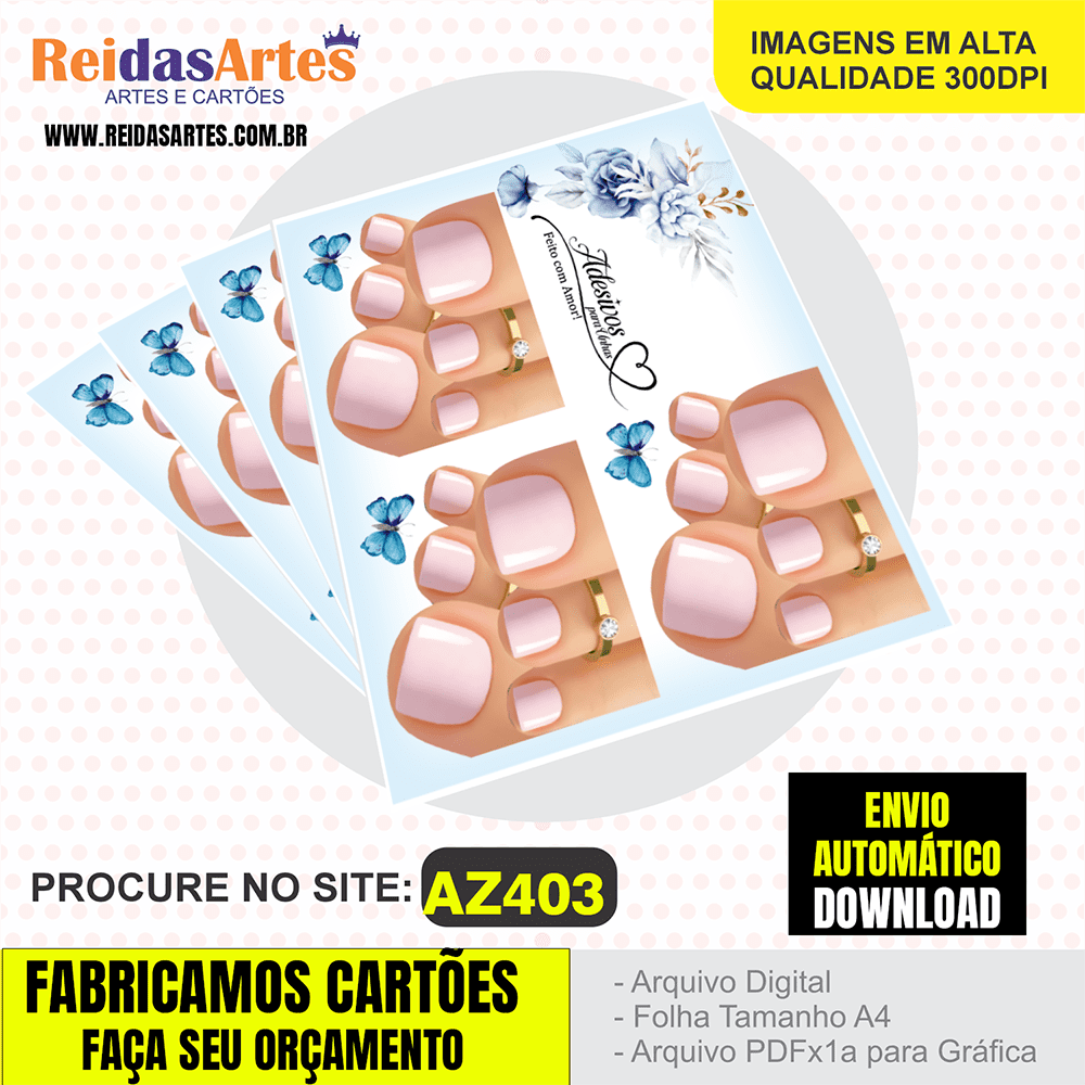Arte em PDF – Mini 3 Pares Pé 9x10cm AZ403 4