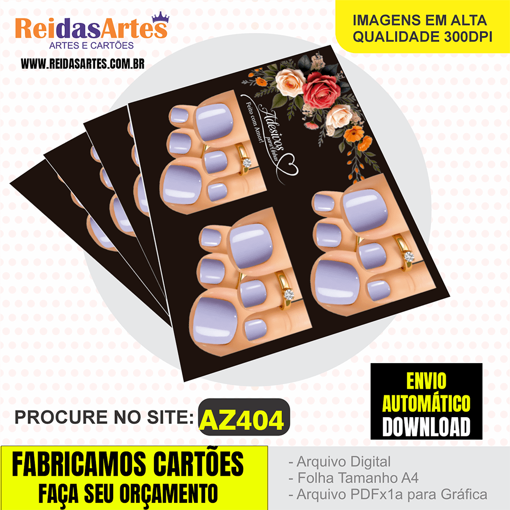 Arte em PDF – Mini 3 Pares Pé 9x10cm AZ404 1