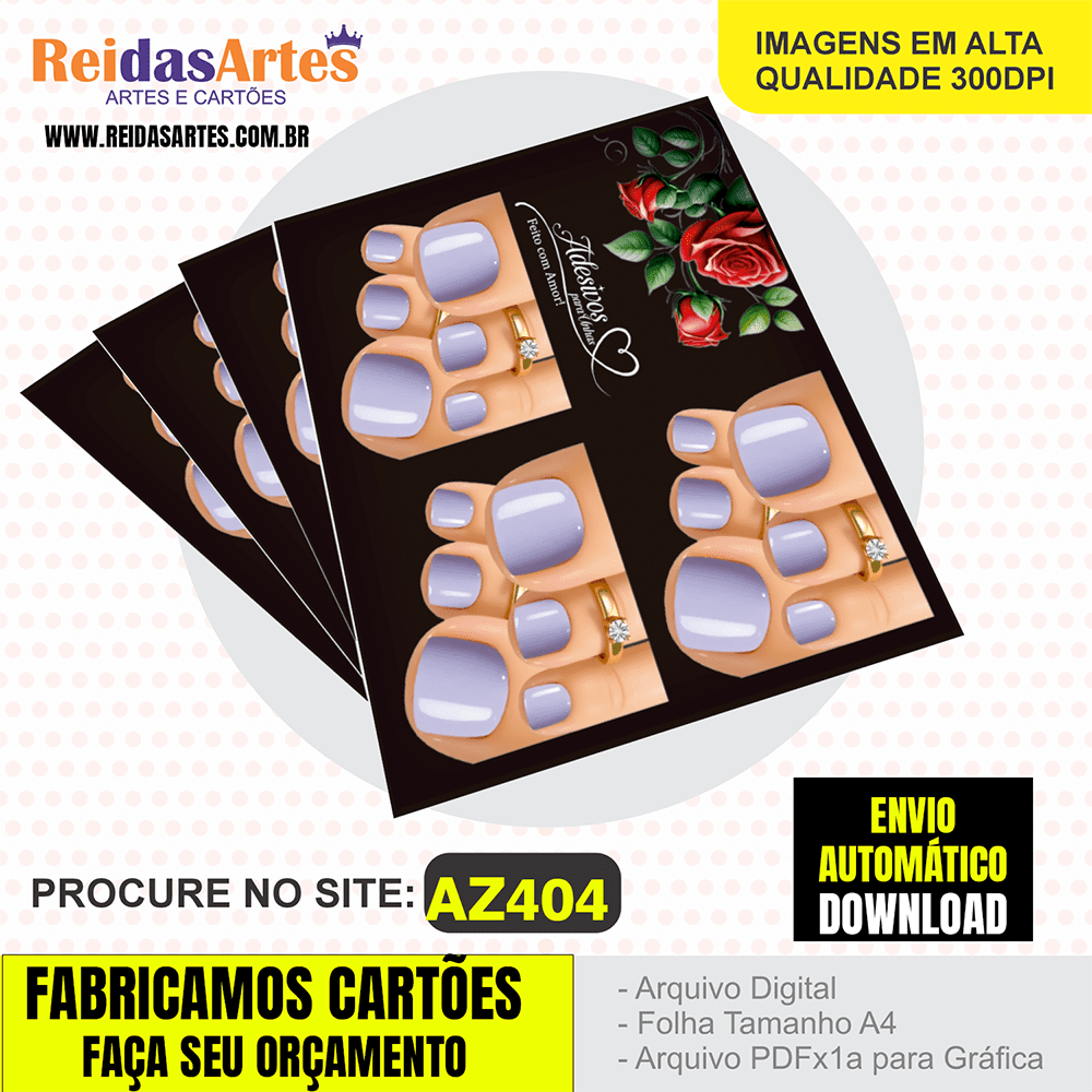 Arte em PDF – Mini 3 Pares Pé 9x10cm AZ404 2