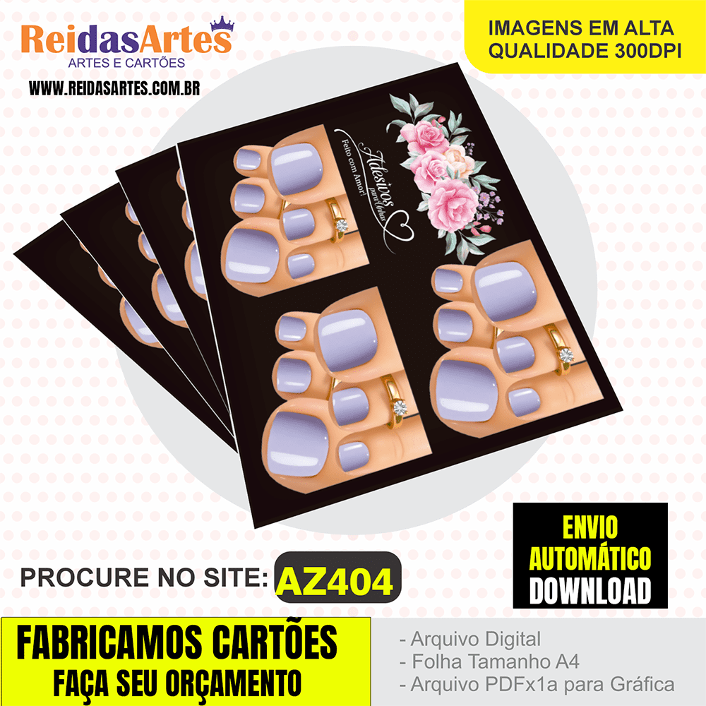 Arte em PDF – Mini 3 Pares Pé 9x10cm AZ404 3