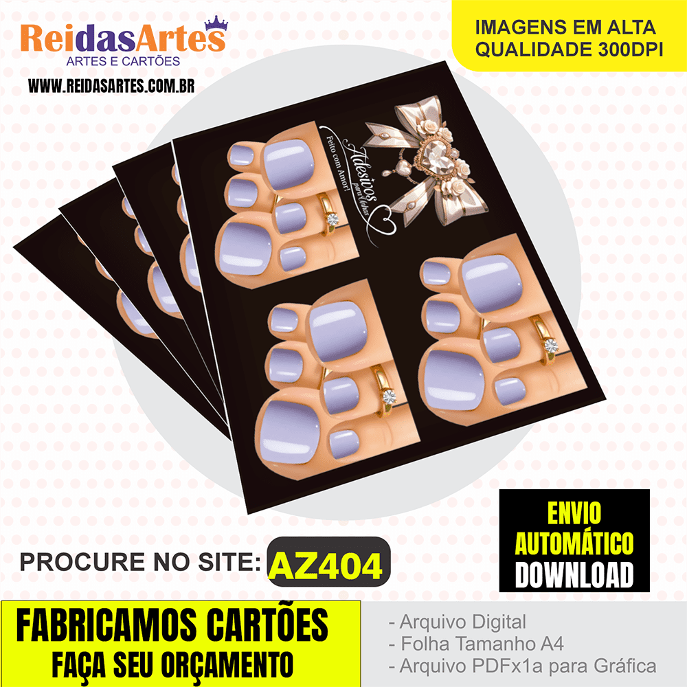 Kit 5 Artes em PDF – Mini 3 Pares Pé 9x10cm AZ404