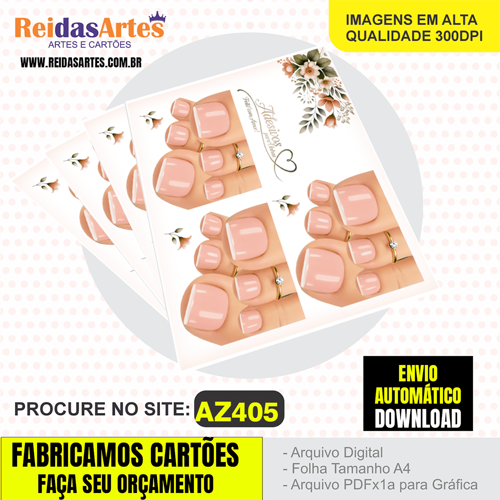 Arte em PDF – Mini 3 Pares Pé 9x10cm AZ405 13