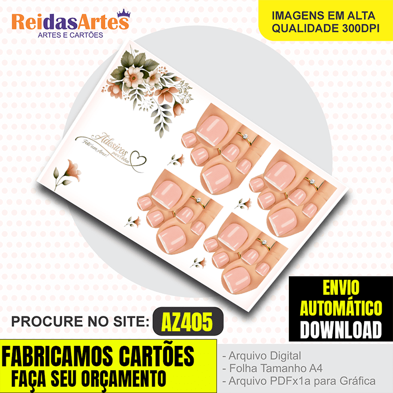 Arte em PDF – Cartelão 4 Pares Pé 9x15cm AZ405 16