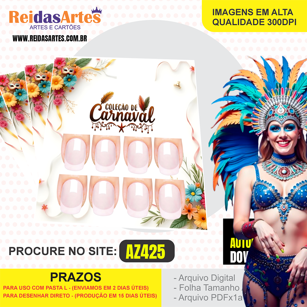 Kit com 10 Artes Mini 4 Pares 9X10cm - AZ425 Carnaval
