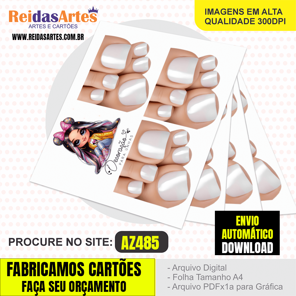 Arte em PDF – Mini 3 Pares Pé 9x10cm AZ485 1