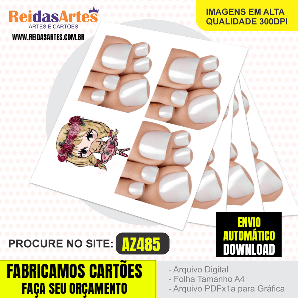 Arte em PDF – Mini 3 Pares Pé 9x10cm AZ485 10