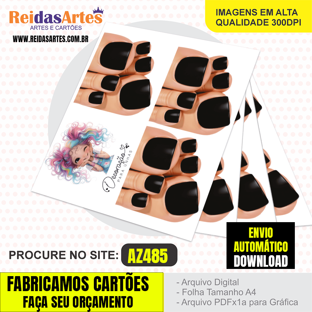 Arte em PDF – Mini 3 Pares Pé 9x10cm AZ485 3