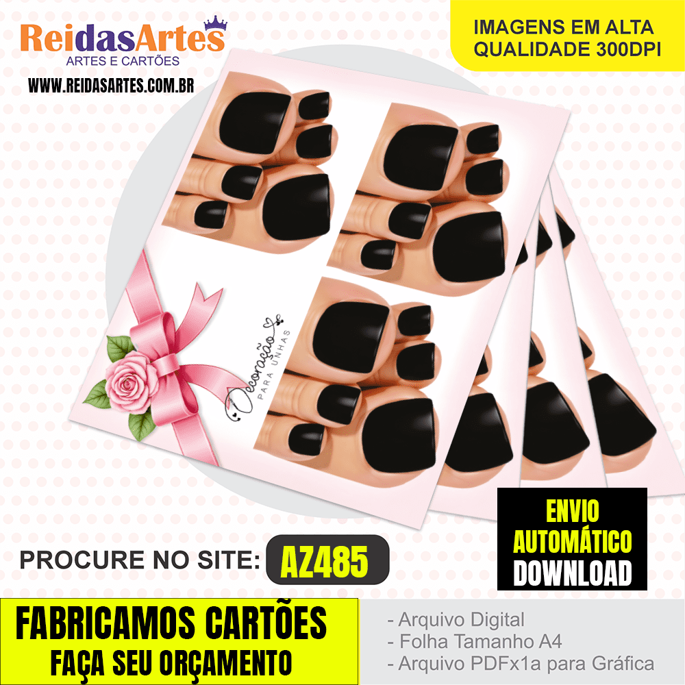 Arte em PDF – Mini 3 Pares Pé 9x10cm AZ485 4