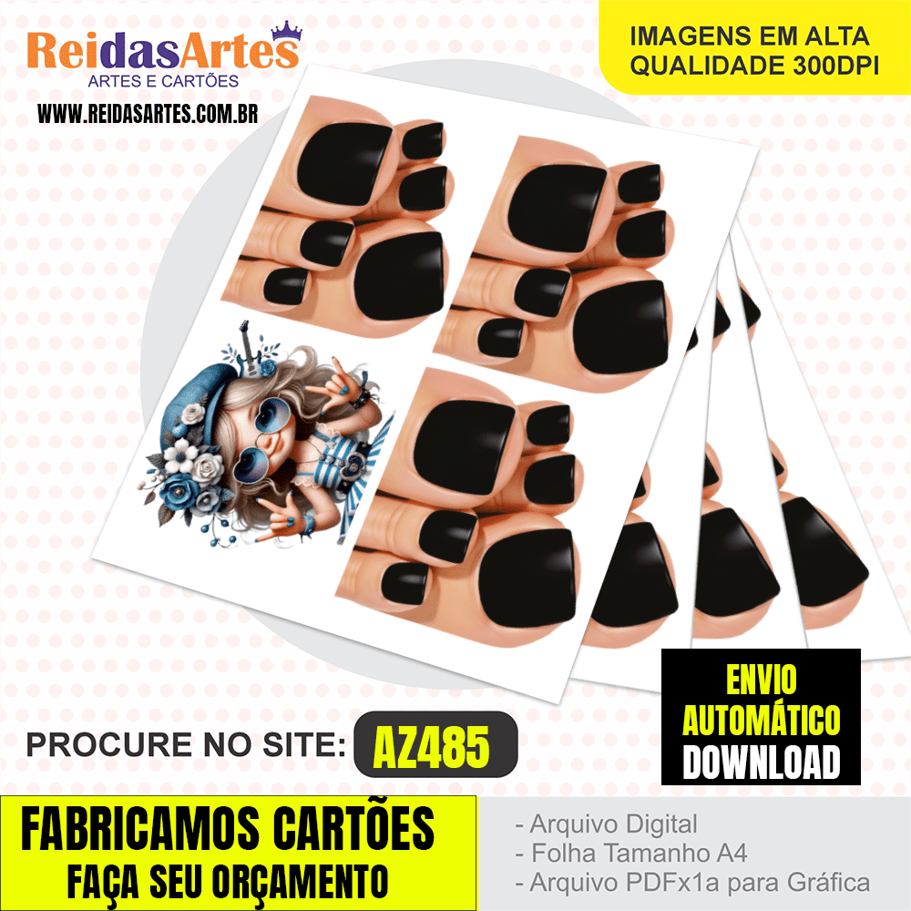 Arte em PDF – Mini 3 Pares Pé 9x10cm AZ485 5