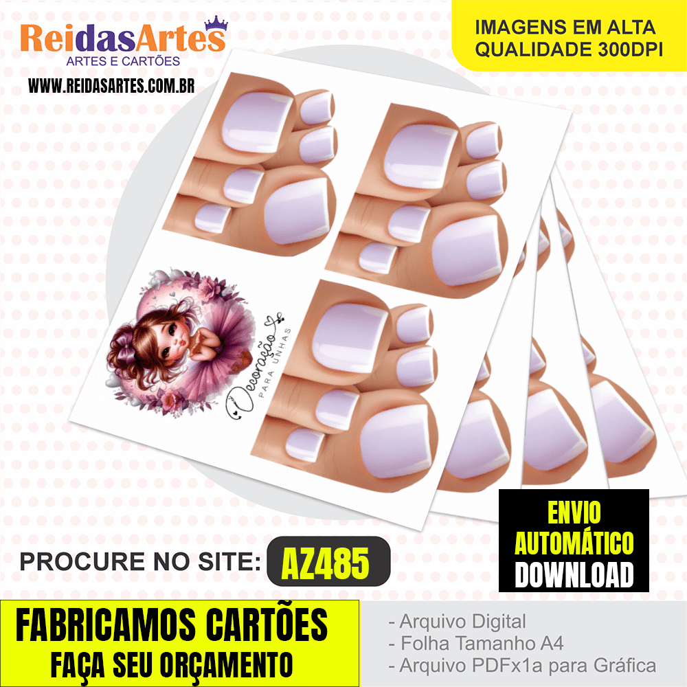 Arte em PDF – Mini 3 Pares Pé 9x10cm AZ485 6