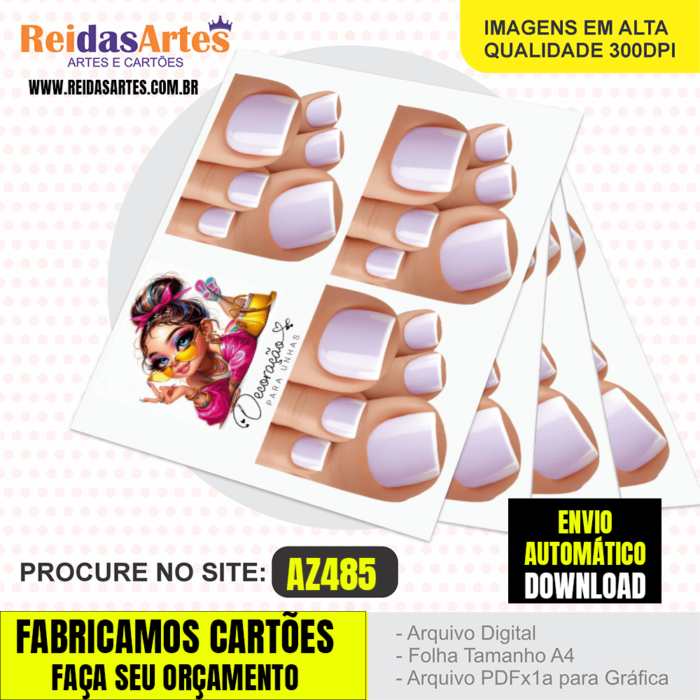 Arte em PDF – Mini 3 Pares Pé 9x10cm AZ485 7