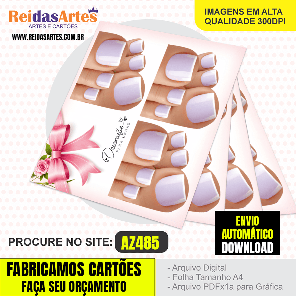 Arte em PDF – Mini 3 Pares Pé 9x10cm AZ485 8
