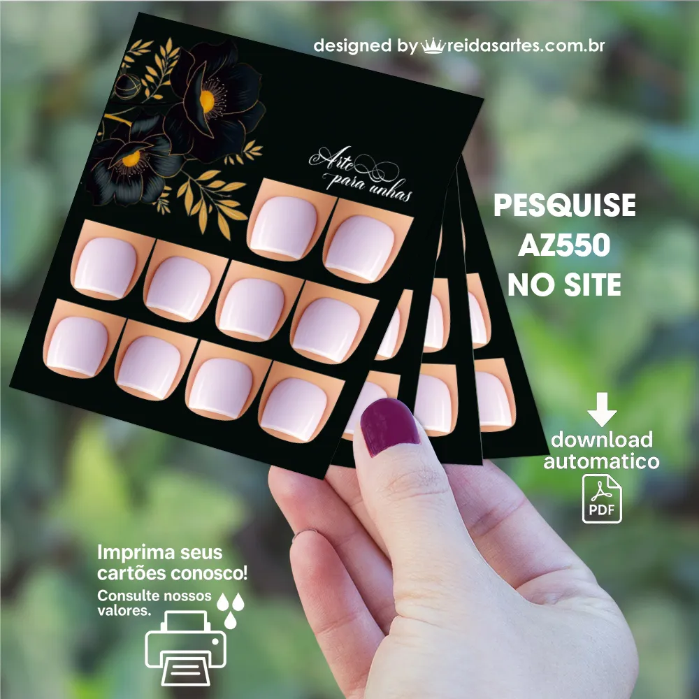 Arte em PDF - 5 Pares Pé 9x10cm - (unhas 1,5x1,5cm) AZ550 1