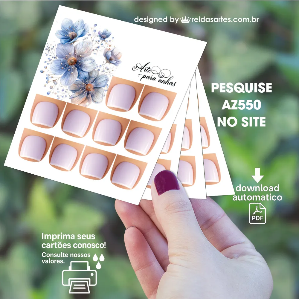 Arte em PDF - 5 Pares Pé 9x10cm - (unhas 1,5x1,5cm) AZ550 10