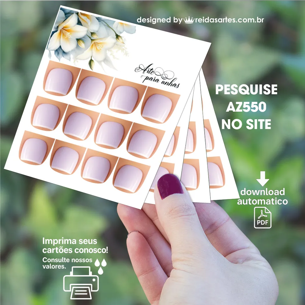 Arte em PDF - 6 Pares Pé 9x10cm - (unhas 1,5x1,5cm) AZ550 12