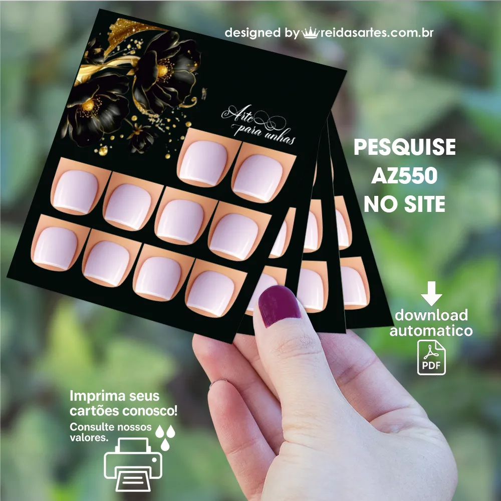 Arte em PDF - 5 Pares Pé 9x10cm - (unhas 1,5x1,5cm) AZ550 2
