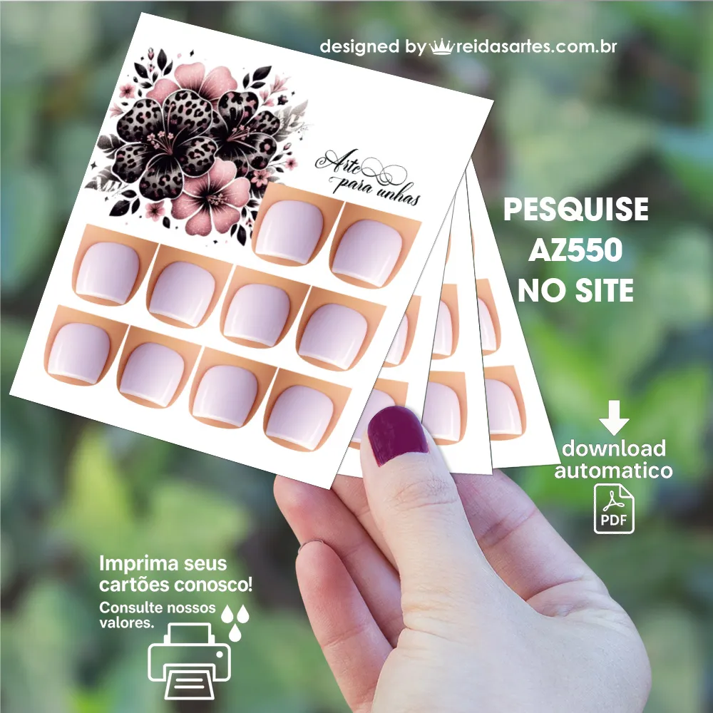 Arte em PDF - 5 Pares Pé 9x10cm - (unhas 1,5x1,5cm) AZ550 5