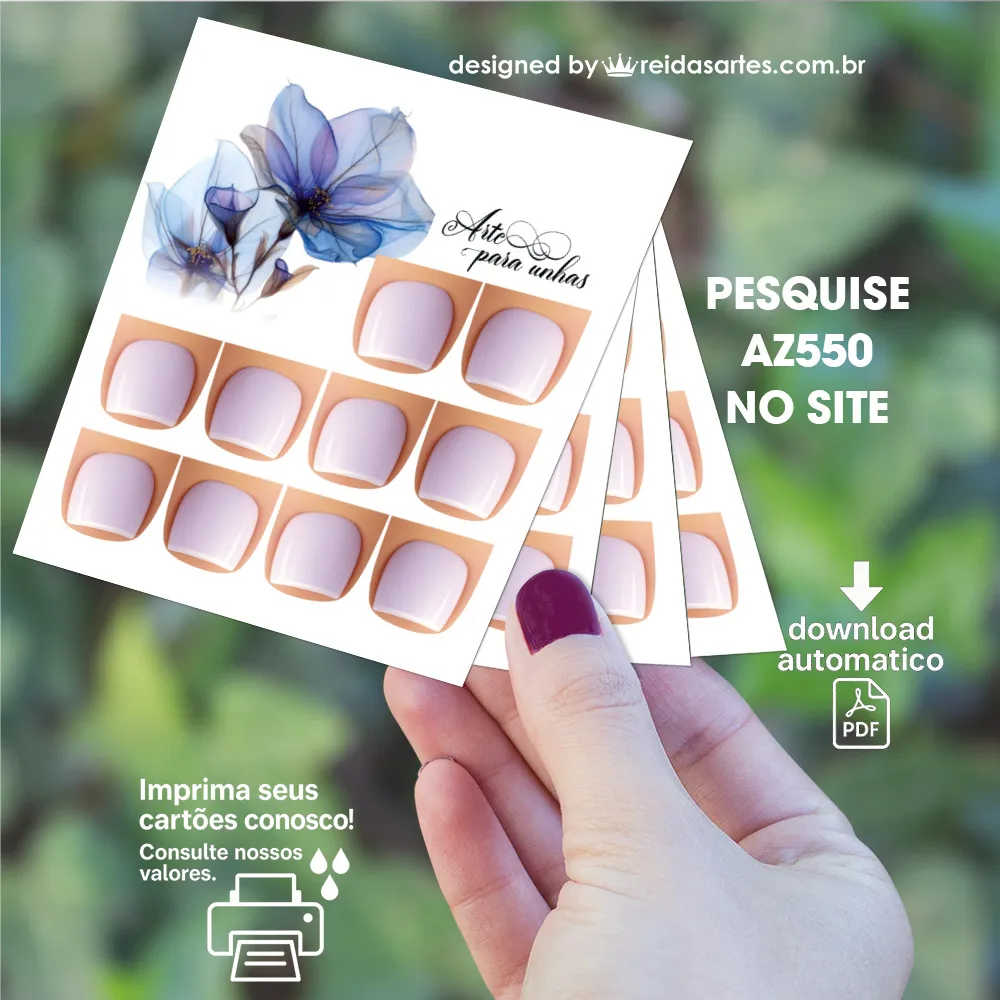 Arte em PDF - 5 Pares Pé 9x10cm - (unhas 1,5x1,5cm) AZ550 7